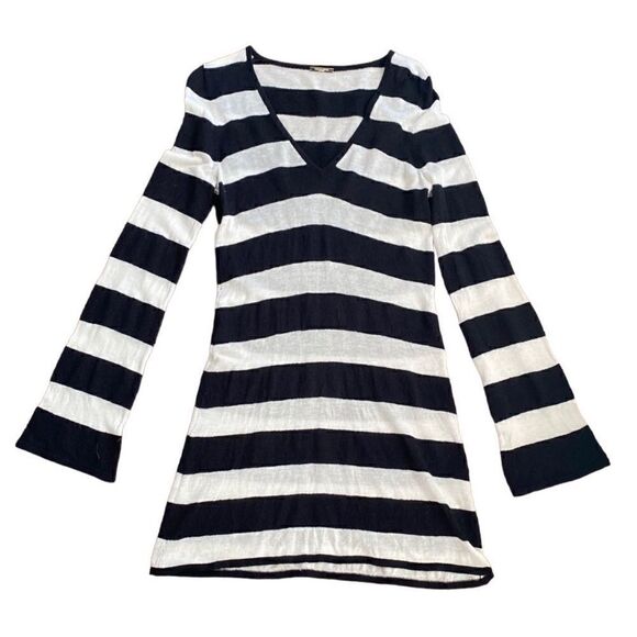 Caroline Constas Dresses & Skirts - Caroline Constas Dress Black White Stripe XS Bell sleeve